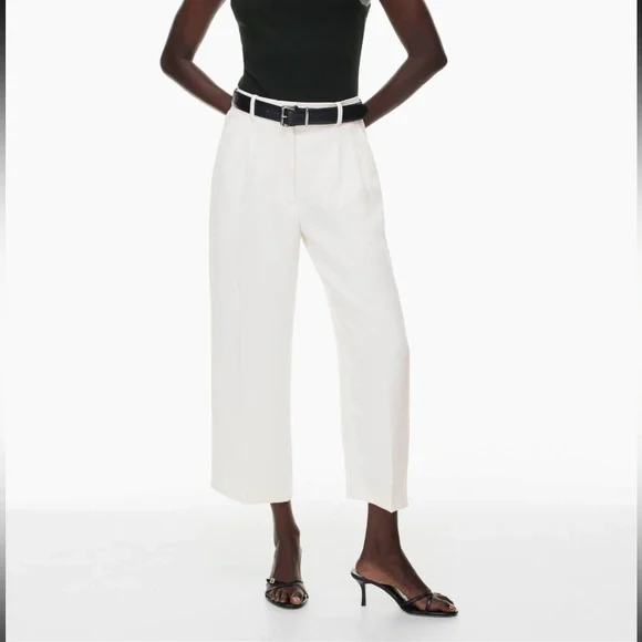 Aritzia Wilfred Effortless Cropped Pants in light birch size 4 - Picture 2 of 7
